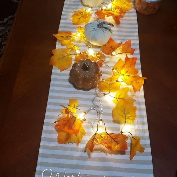 2Pack 16.4ft 40 Halloween Home Decor Maple Leaves Stringsss lighted Fall Garland - Picture 8 of 11